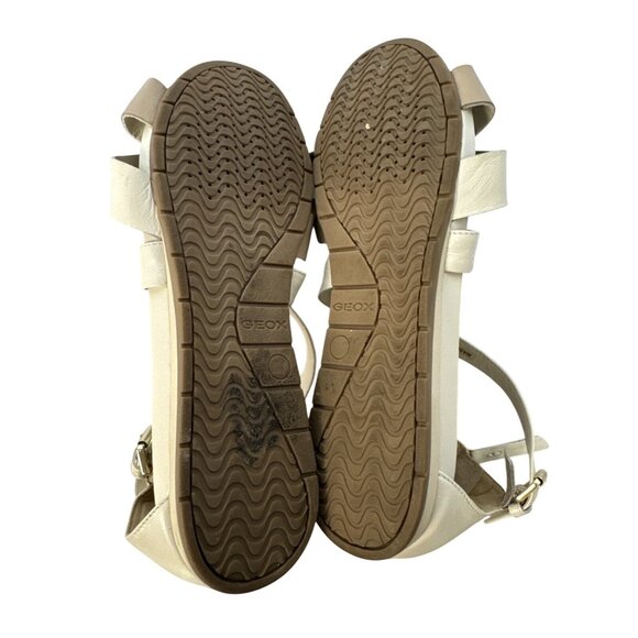 Geox Respira L Womens Beige & Taupe Leather Strappy Sandals Size 11 - Picture 8 of 8